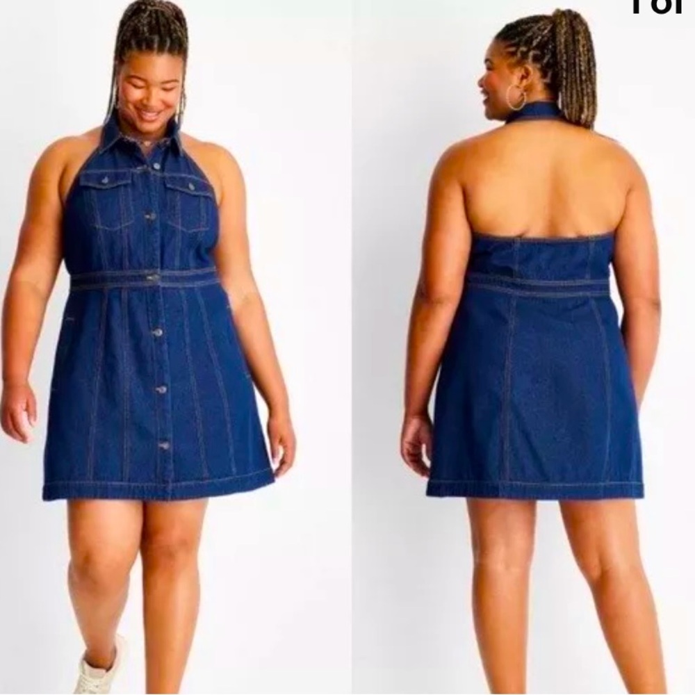 Denim halter top dress